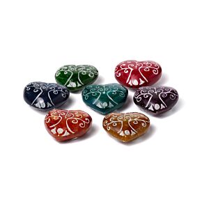 Queimador de incenso pedra-sabão forma coração com árvore da vida Queimador de incenso pedra-sabão forma coração com árvore da vida