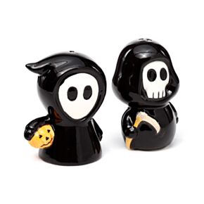 Set de Sal e Pimenta em cerâmica Rapaz Caveira e fantasma