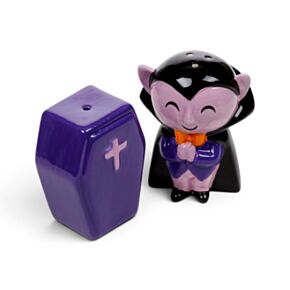 Set de Sal e Pimenta Drácula Assustador e ataúde 