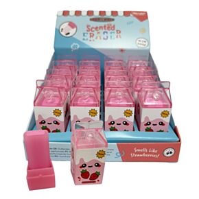 Borracha perfumada em forma de embalagem de leite com morango - Foodiemals