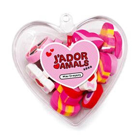 Frasco em forma de coração com Mini borrachas J'Adoramals Heart Coração