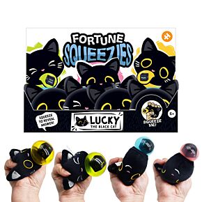 Brinquedo de pelúcia espremível Queasy Squeezies Lucky o Gato Preto da Sorte Brinquedo de pelúcia espremível Queasy Squeezies Lucky o Gato Preto da Sorte