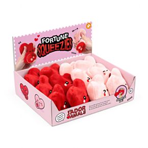 Brinquedo de pelúcia espremível com dado da sorte Queasy Squeezies J'Adoramals Heart