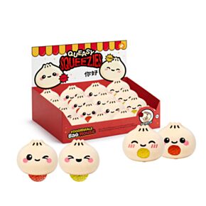 Brinquedo de pelúcia espremível Queasy Squeezies Foodiemals Bao House Bao Bun
