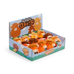 Brinquedo de pelúcia espremível Queasy Squeezies Highland Coo