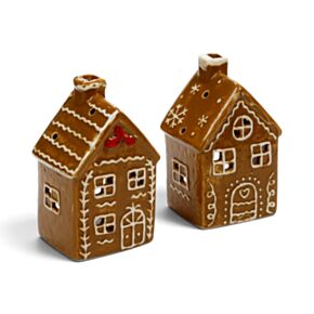 Porta-velas de Natal em forma de casinha de gengibre - Gelo