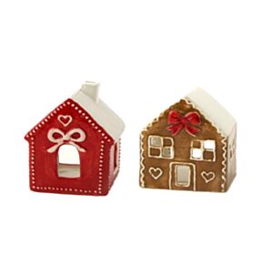Porta-velas de Natal em forma de casinha de gengibre - Fitas