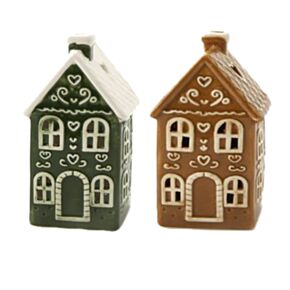 Porta-velas de Natal em forma de casinha de gengibre - Mansão