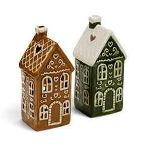 Porta-velas de Natal em forma de casinha de gengibre - Mansão