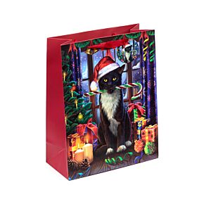 Saco para presentes grande gato negro de natal Lisa Parker