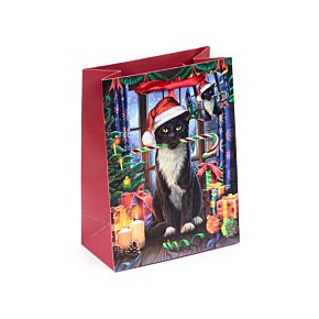 Saco médio para presentes gato negro de natal Lisa Parker