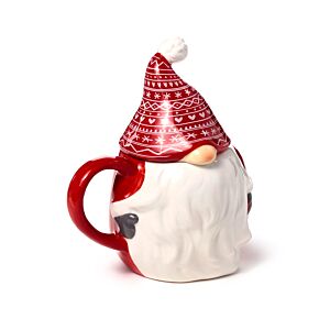 Caneca de cerâmica com tampa - Gnomo de Natal escandinavo Caneca de cerâmica com tampa - Gnomo de Natal escandinavo
