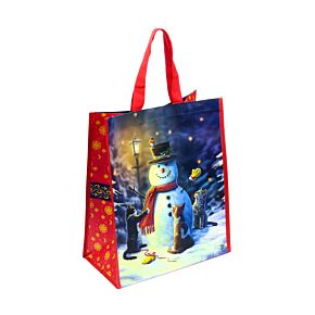 Saco para compras reutilizável Lisa Parker Boneco de neve e gatos Saco para compras reutilizável Lisa Parker Boneco de neve e gatos