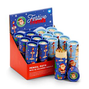 Tubo com 12 lápis de cor Festive Friends Natal
