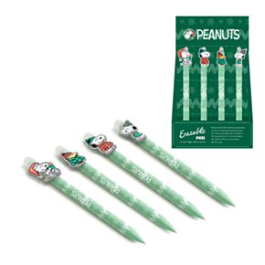 Caneta apagável com topo de silicone Peanuts Christmas Snoopy & Woodstock