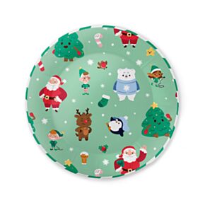 Conjunto de 10 pratos de papel Jingle Bunch Natal