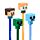 Conjunto de 4 canetas apagáveis com topo de silicone Minecraft Chibi
