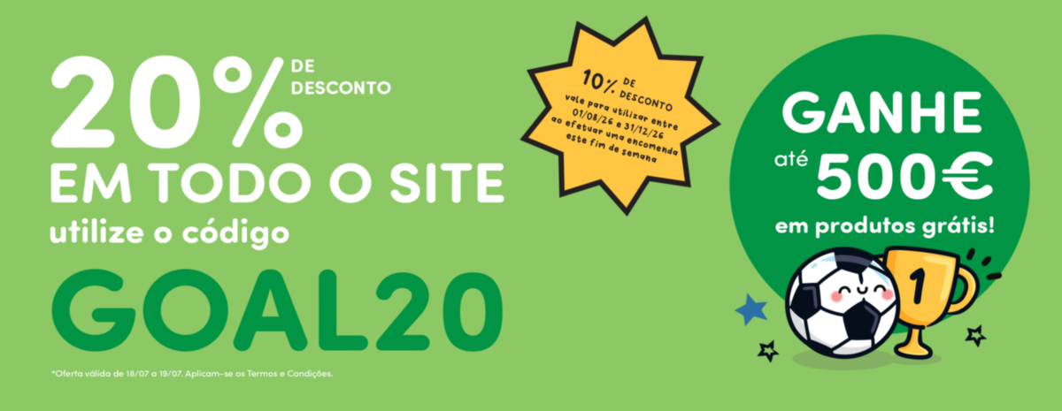 Promoção 20% todo o Site, vale desconto e prémios em Stock